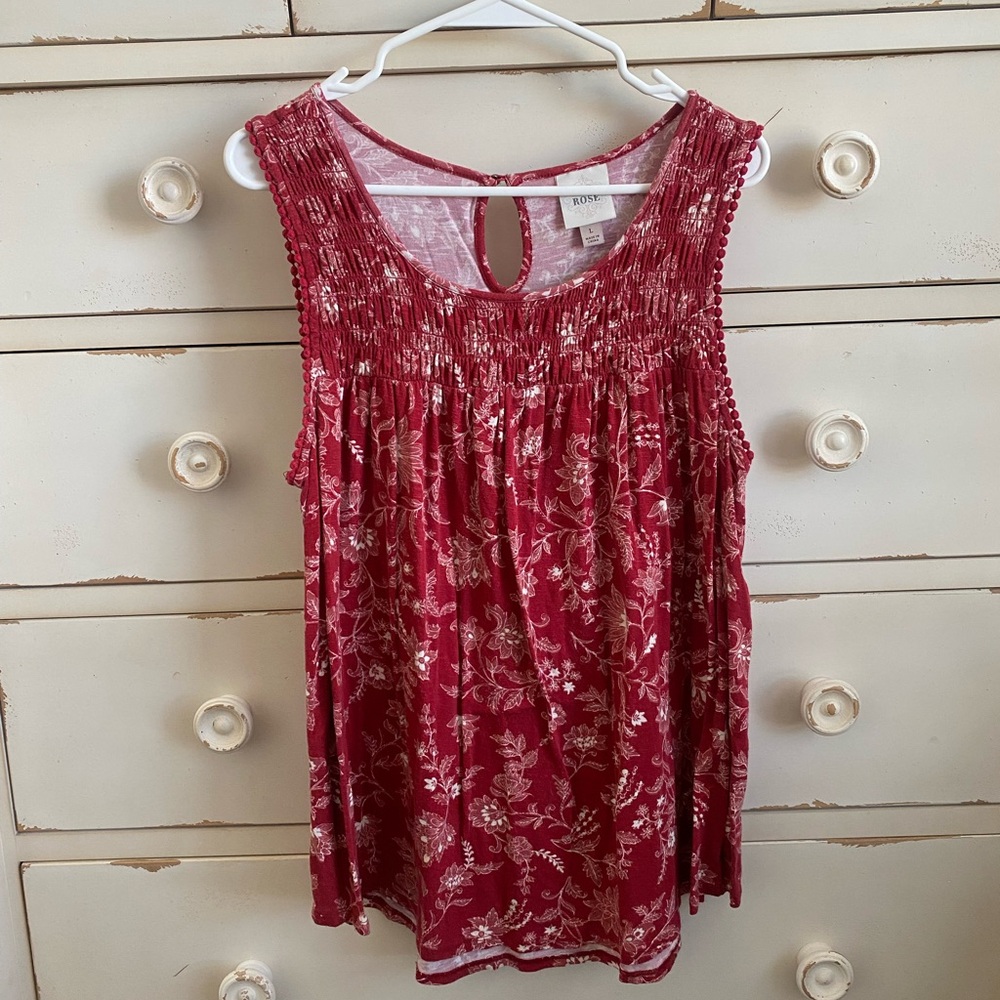 Knox Rose Red Floral Sleeveless Blouse